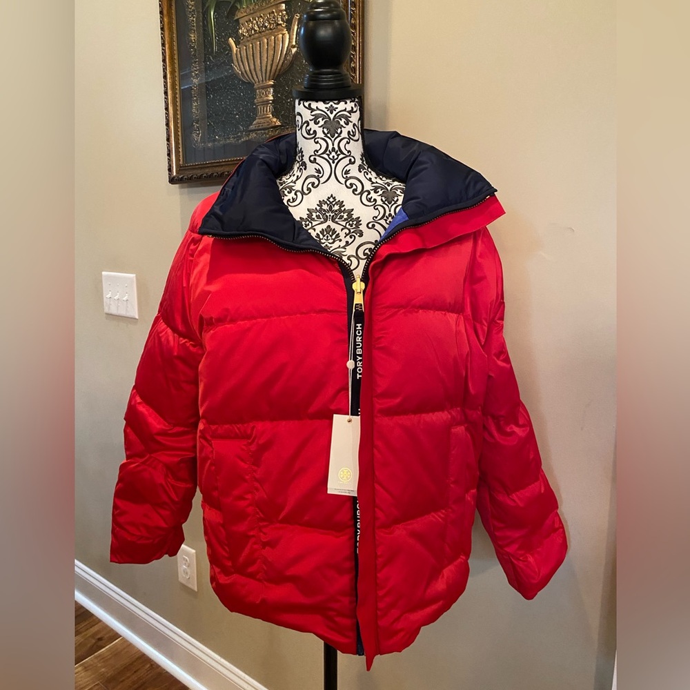 Tory Burch Reversible Color Block Puffer Jacket